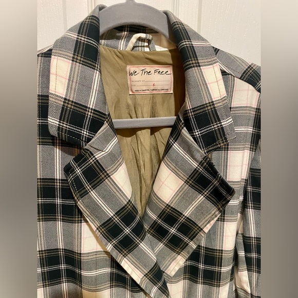 NWT FREE PEOPLE Freddie Longline Plaid Blazer / Green Plaid - Picture 6 of 11